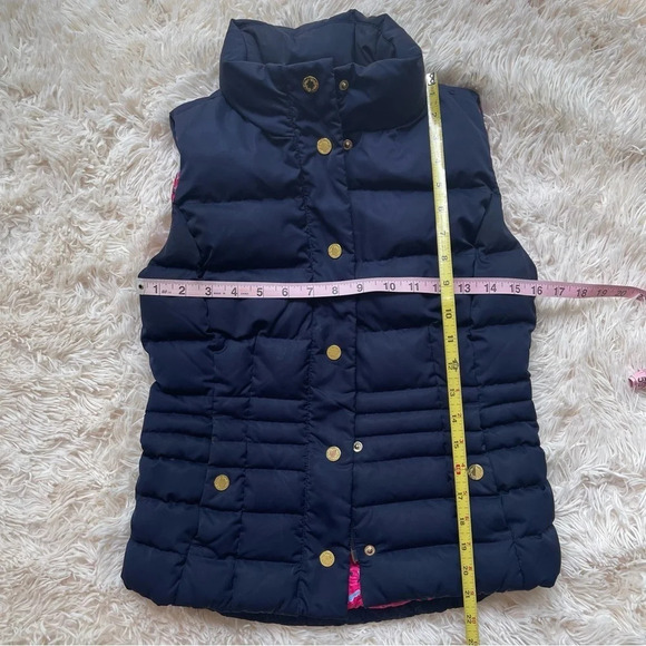 Lilly Pulitzer Isabelle Puffer Vest navy blue with gold accents size XS - Picture 14 of 14